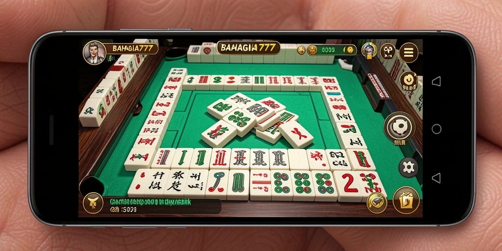 Tampilan gameplay yang seru dari BAHAGIA777 saat menyusun ubin Mahjong.