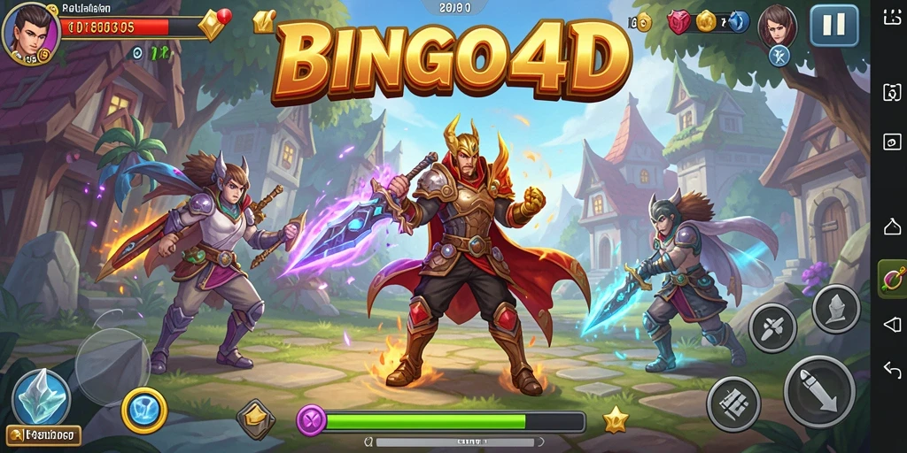 Tampilan gameplay BINGO4D yang penuh aksi dalam petualangan RPG.