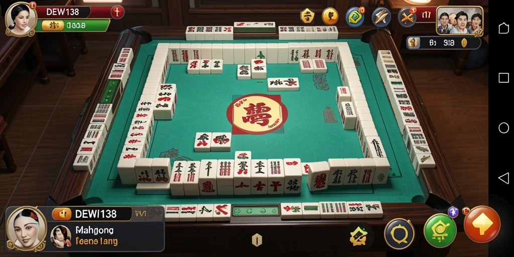 Screenshot utama <strong>DEWI138</strong> menampilkan gameplay Mahjong yang menarik.