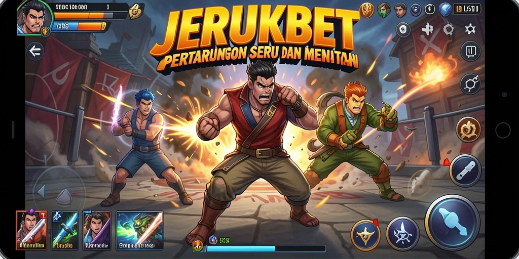 Screenshot utama JERUKBET menampilkan aksi pertarungan yang mendebarkan.