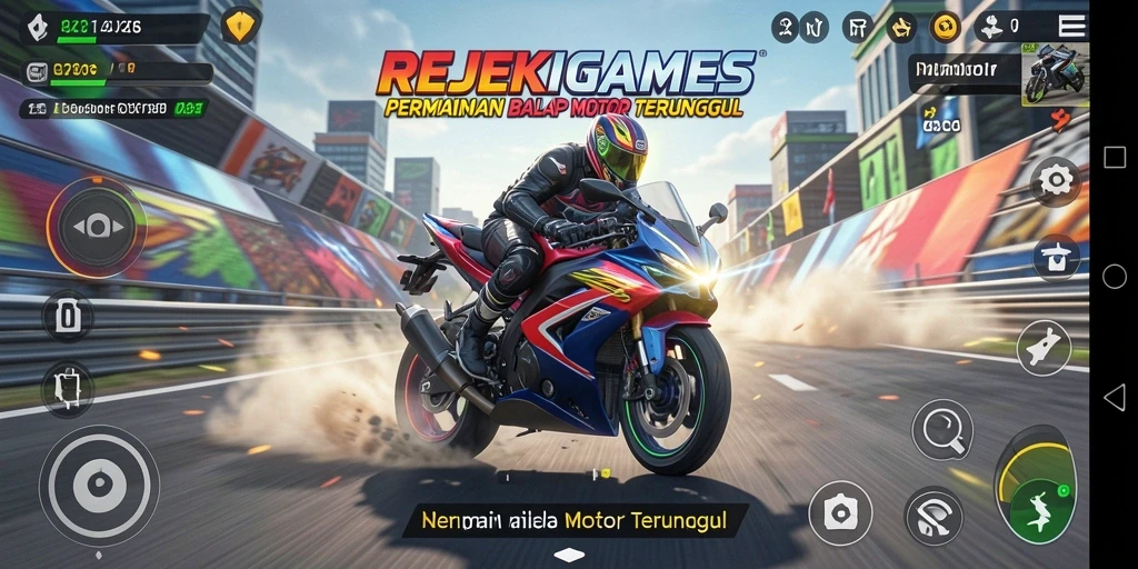 Menampilkan aksi seru balapan motor di REJEKIGAMES.
