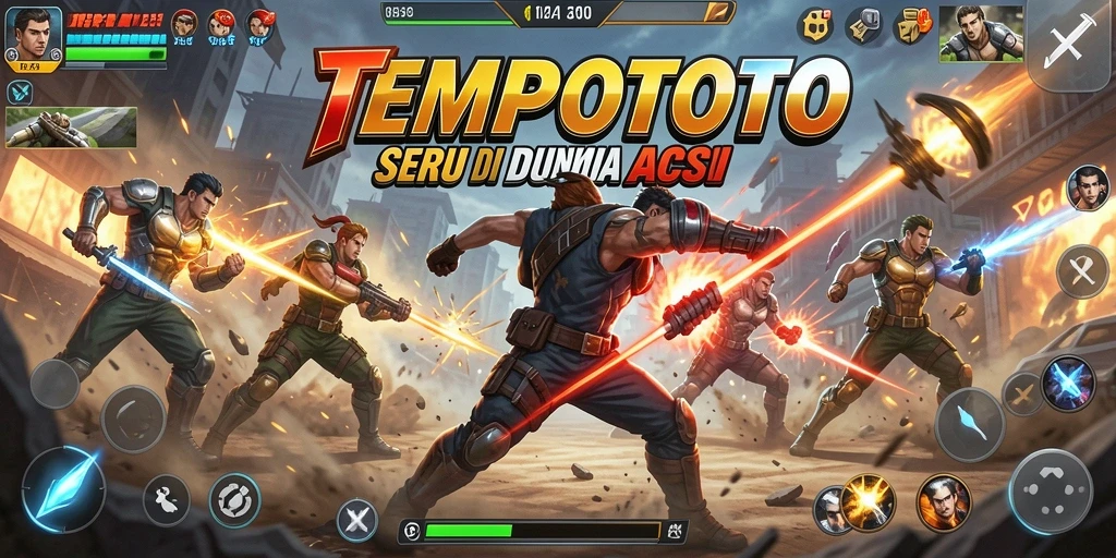 Gambaran gameplay seru di TEMPOTOTO dengan pertarungan aksi.